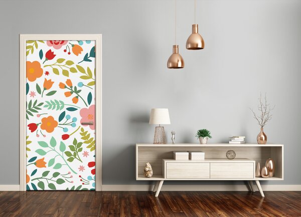 Samolepiace fototapety na dvere farebné kvety 75x205 cm