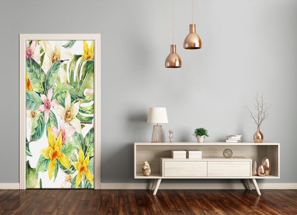 Samolepiace fototapety na dvere tropické kvety 85x205 cm