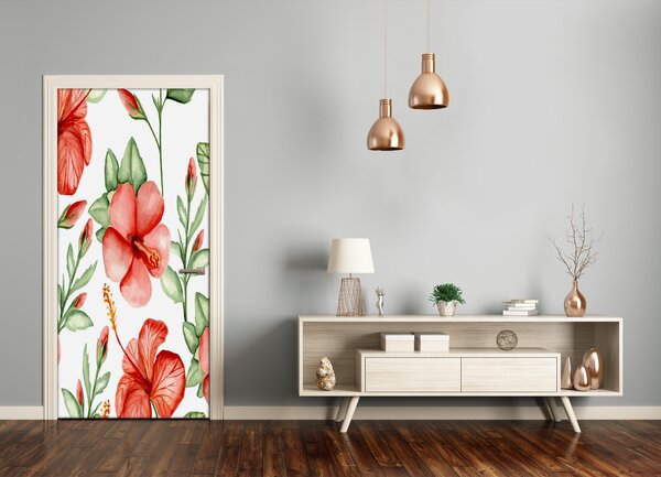 Samolepiace fototapety na dvere tropické kvety 75x205 cm