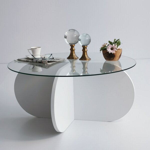 Kalune Design Konferenčný stolík BUBBLE biely/číre sklo