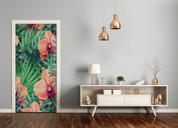 Samolepiace fototapety na dvere Orchidea a palmy 75x205 cm