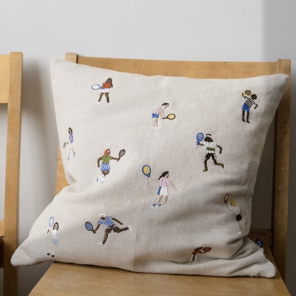 Ľanový poťah na vankúš Tennis Embroidered 48 × 48 cm
