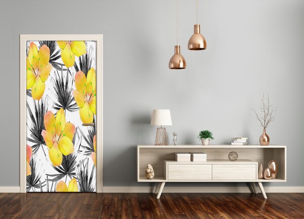 Samolepiace fototapety na dvere tropické kvety 75x205 cm