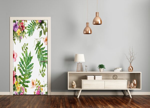 Samolepiace fototapety na dvere tropické kvety 75x205 cm