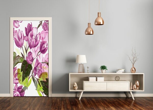 Samolepiace fototapety na dvere fialové kvety 95x205 cm