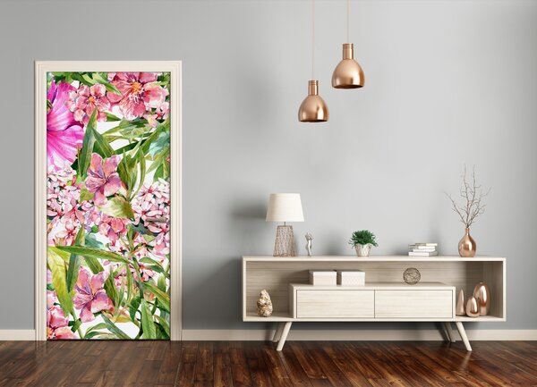 Samolepiace fototapety na dvere tropické kvety 85x205 cm