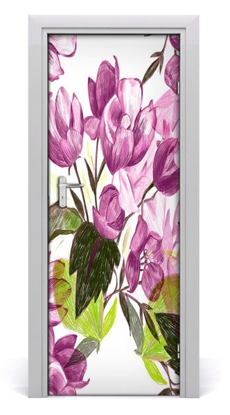 Samolepiace fototapety na dvere fialové kvety 95x205 cm