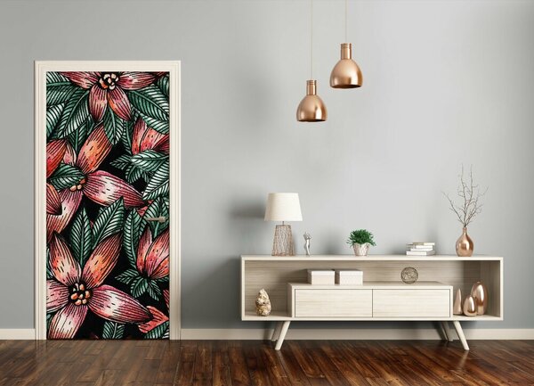 Samolepiace fototapety na dvere tropické kvety 75x205 cm