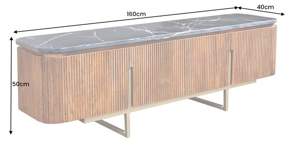 Dizajnový TV stolík Daichi 160 cm mango / mramor
