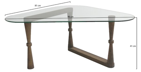 Kalune Design Konferenčný stolík Cam Orta Sepha z masívu orech/tvrdené číre sklo