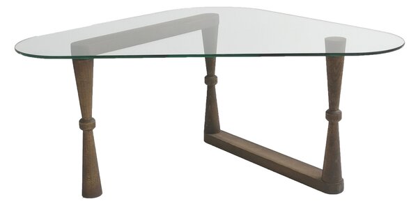 Kalune Design Konferenčný stolík Cam Orta Sepha z masívu orech/tvrdené číre sklo