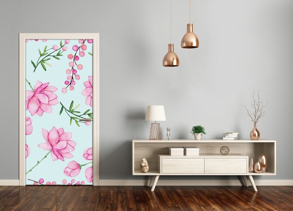 Samolepiace fototapety na dvere kvety a jahody 95x205 cm