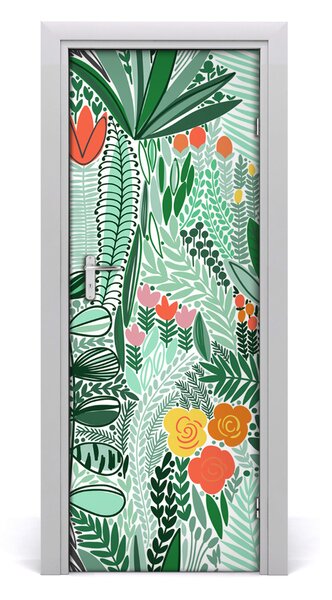 Samolepiace fototapety na dvere tropické kvety 75x205 cm