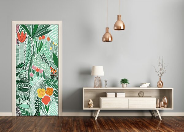Samolepiace fototapety na dvere tropické kvety 75x205 cm