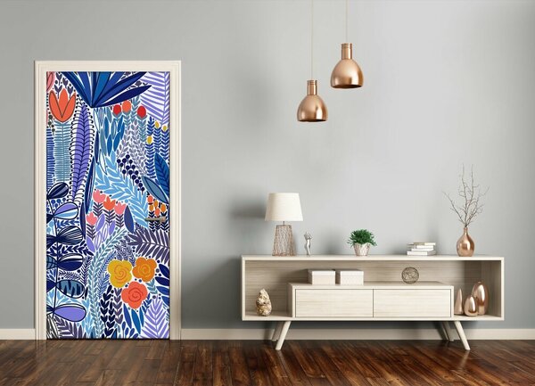 Samolepiace fototapety na dvere tropické kvety 85x205 cm