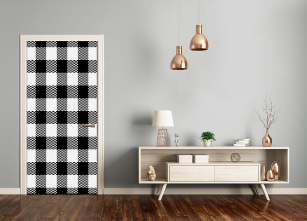Fototapeta na dvere čiernobiela mriežka 85x205 cm