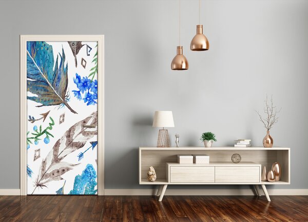 Fototapeta na dvere perá a kvety 85x205 cm