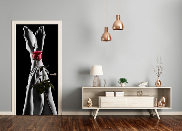 Fototapeta na dvere ruže a stopy 75x205 cm