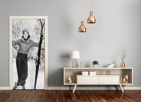 Fototapeta na dvere žena lyže 85x205 cm