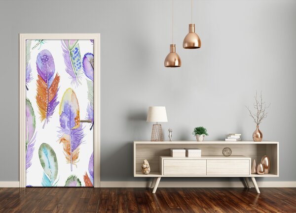 Fototapeta na dvere farebná perá 95x205 cm