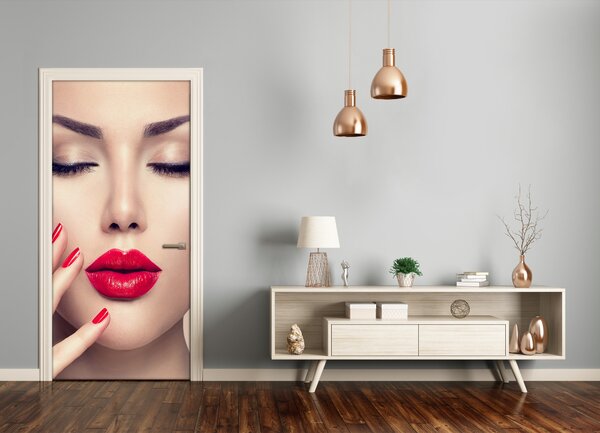 Fototapeta na dvere červené pery 85x205 cm