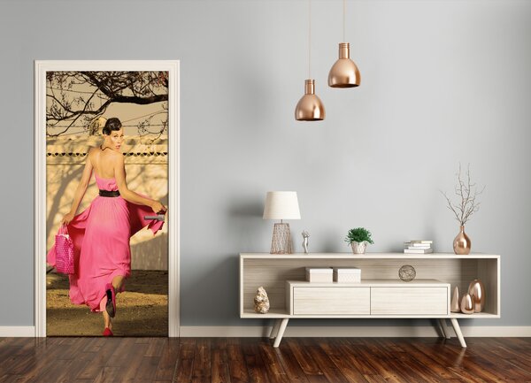 Fototapeta na dvere ľudia žena ružová 95x205 cm