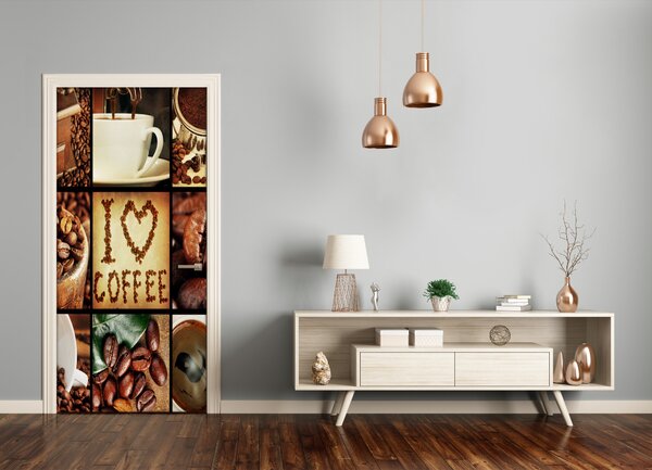 Fototapeta na dvere káva koláž 85x205 cm
