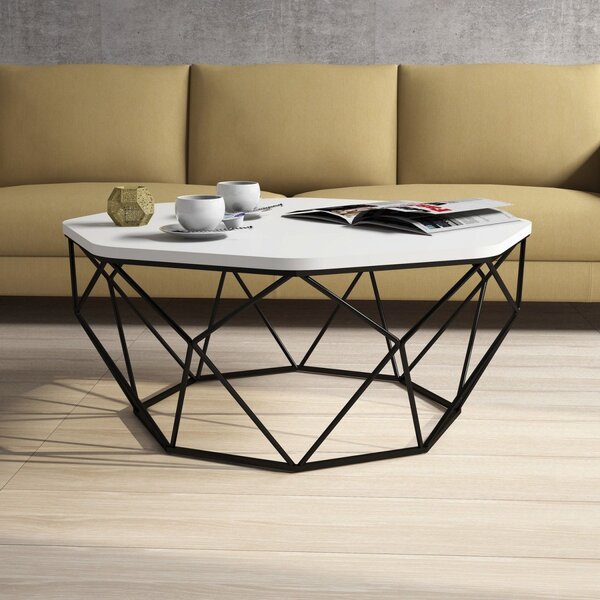 Kalune Design Konferenčný stolík Diamond 90 cm bielo-čierny
