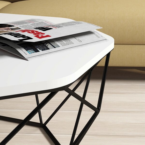 Kalune Design Konferenčný stolík Diamond 90 cm bielo-čierny