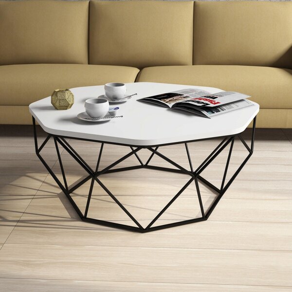 Kalune Design Konferenčný stolík Diamond 90 cm bielo-čierny