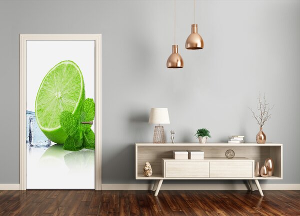 Fototapeta na dvere samolepiace limetka a ľad 85x205 cm