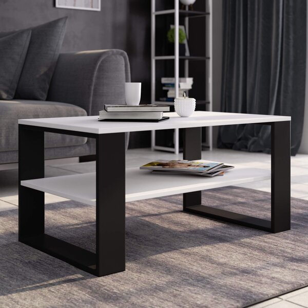 Ak furniture Konferenčný stolík DOMI II biely/čierny