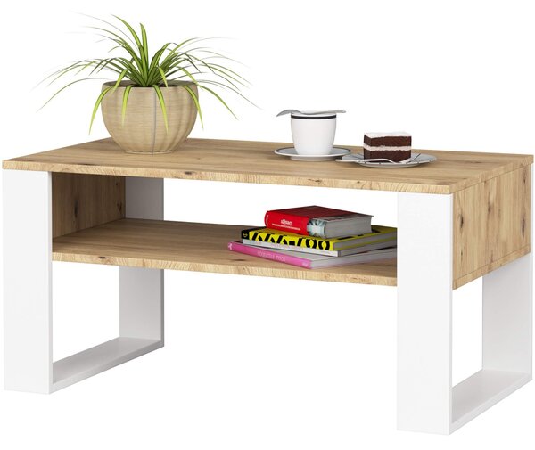 Ak furniture Konferenčný stolík DOMI dub artisan/biely