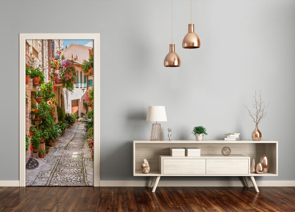 Fototapeta samolepiace na dvere talianskej uličky 75x205 cm