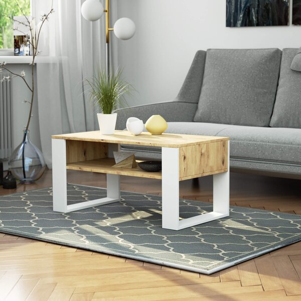 Ak furniture Konferenčný stolík DOMI dub artisan/biely