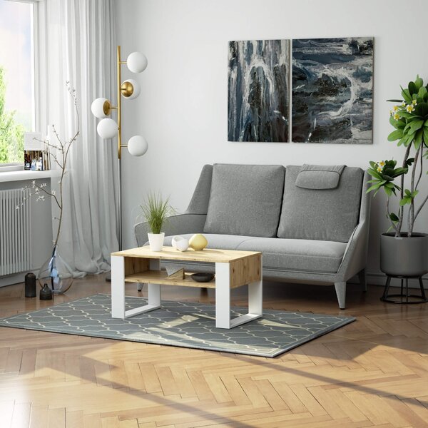 Ak furniture Konferenčný stolík DOMI dub artisan/biely