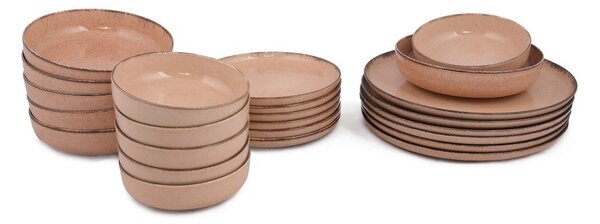 24-dielna súprava ružového porcelánového riadu Kütahya Porselen Pearl