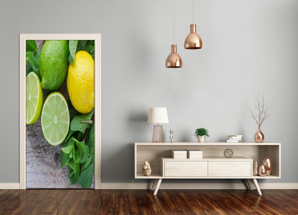 Fototapeta na dvere samolepiace limetka a citrón 95x205 cm