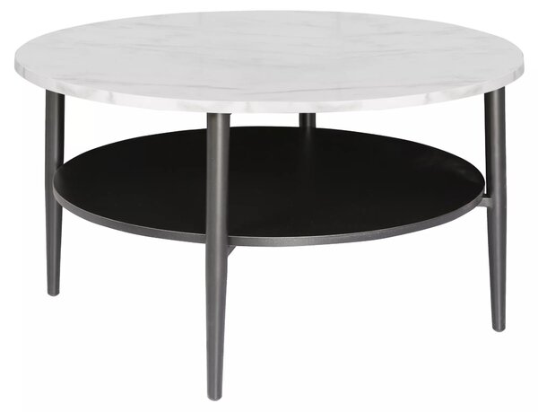 Signal Konferenčný stolík Ella 80 cm biely mramor/čierny