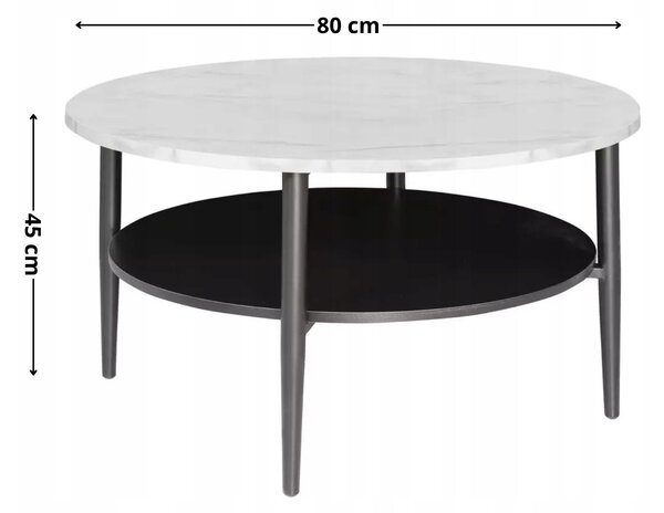 Signal Konferenčný stolík Ella 80 cm biely mramor/čierny