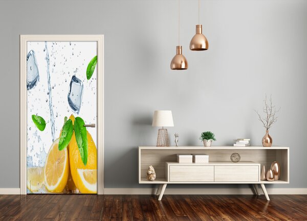 Fototapeta na dvere samolepiace citrón a ľad 75x205 cm