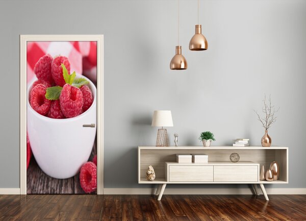 Fototapeta na dvere samolepiace maliny v kelímku 75x205 cm