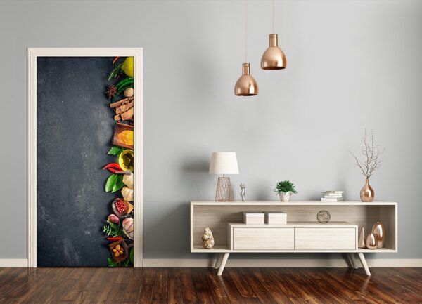 Fototapeta na dvere samolepiace korenie a bylinky 85x205 cm