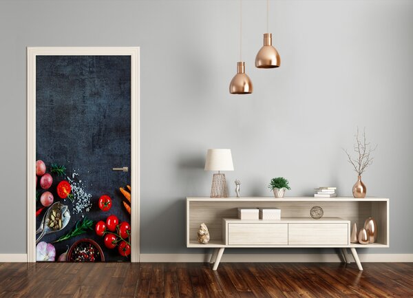 Fototapeta dvere samolepiace zelenina a korenie 75x205 cm