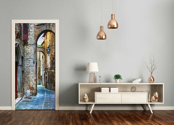 Fototapeta samolepiace na dvere talianskej uličky 85x205 cm
