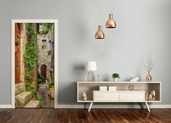 Fototapeta samolepiace na dvere talianskej uličky 75x205 cm