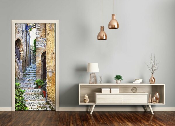 Fototapeta samolepiace na dvere talianskej uličky 95x205 cm