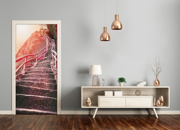 Fototapeta samolepiace na dvere schody v horách 85x205 cm
