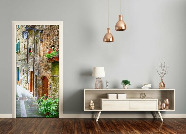 Fototapeta samolepiace na dvere talianskej uličky 95x205 cm