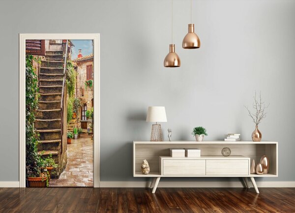 Fototapeta samolepiace na dvere talianskej uličky 75x205 cm